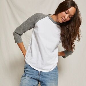 Perfect White Tee — Malcom supima cotton 3/4 sleeve baseball tee